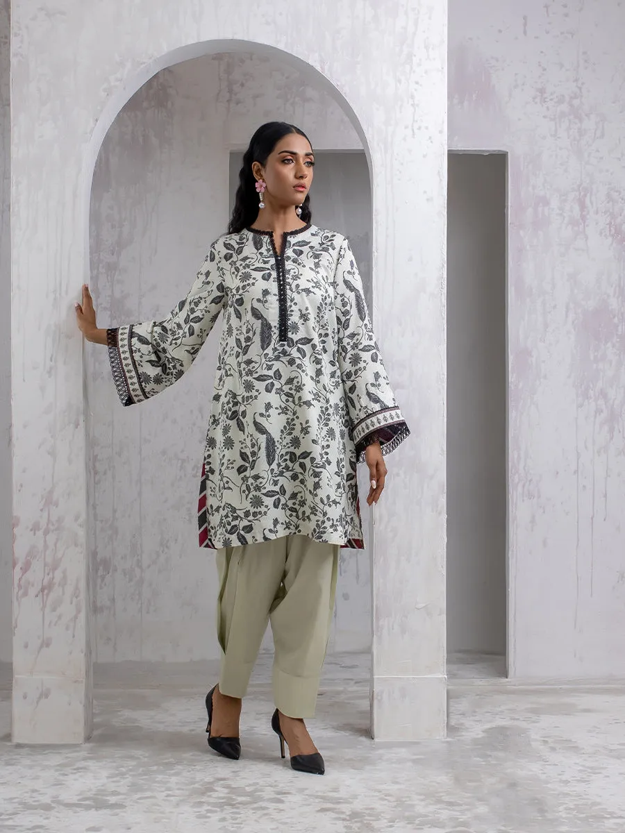 1pc Unstitched Printed Dobby Silk Lawn Kurti