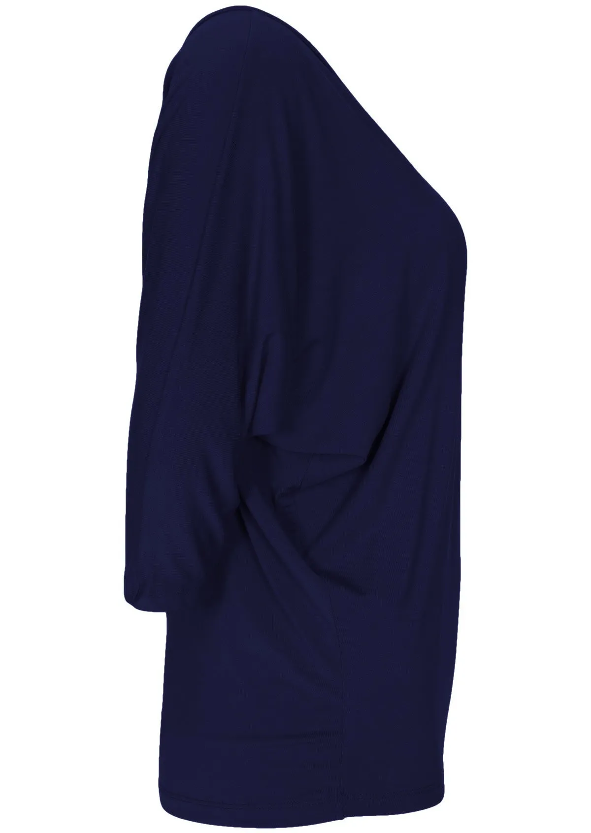 3/4 Sleeve V-neck Batwing Top Navy Blue