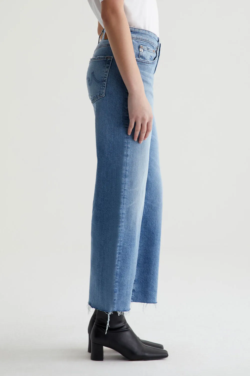 AG Saige Wide Leg Cropped Denim Jeans - 18 Years Oslo Wash