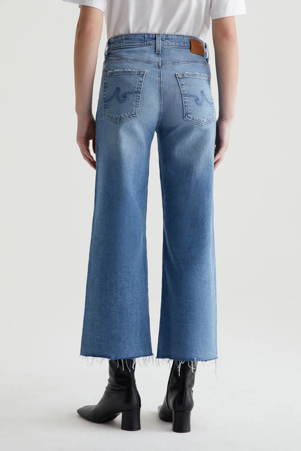 AG Saige Wide Leg Cropped Denim Jeans - 18 Years Oslo Wash