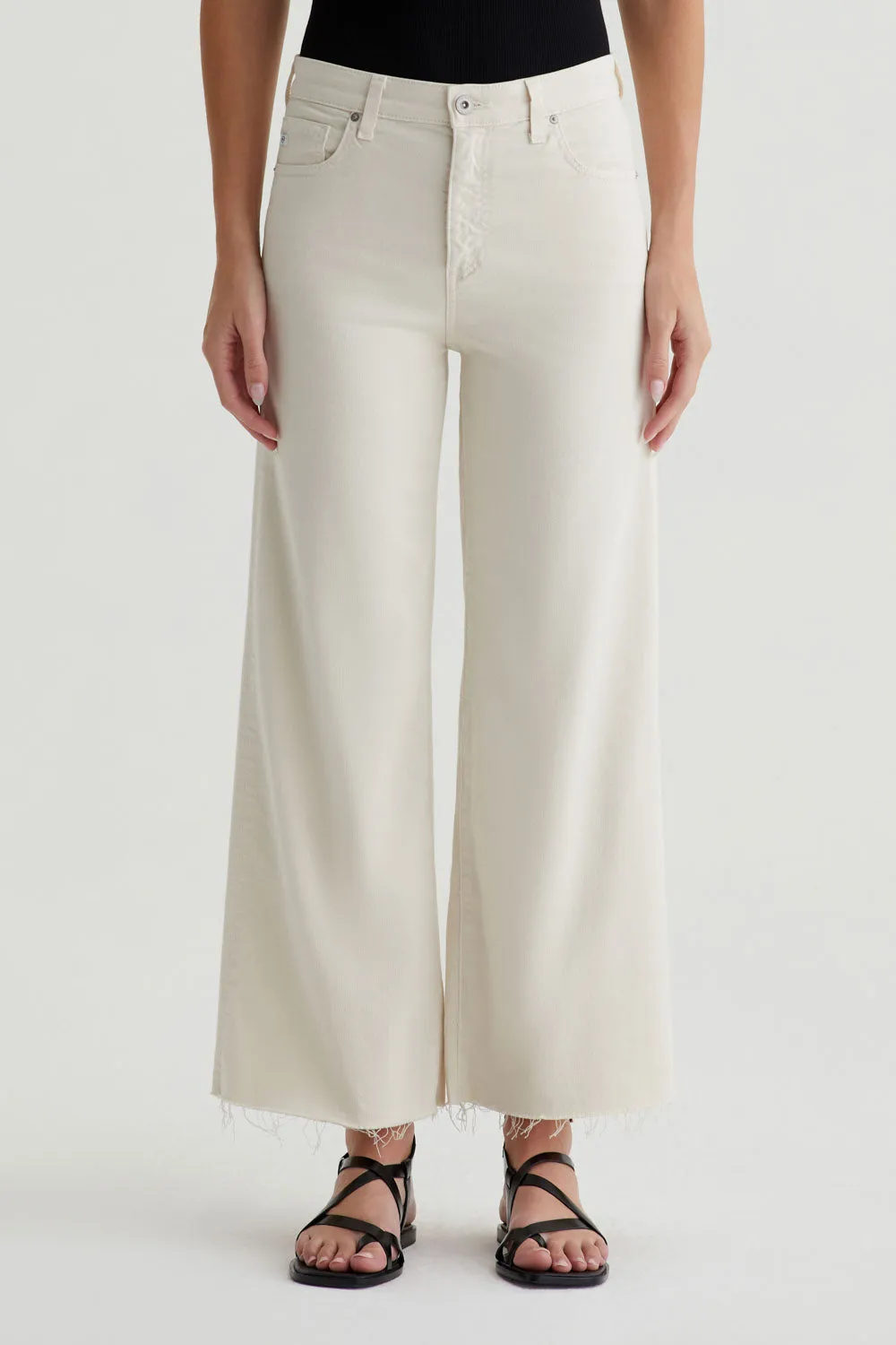 AG Saige Wide Leg Crop Denim in Opal Stone