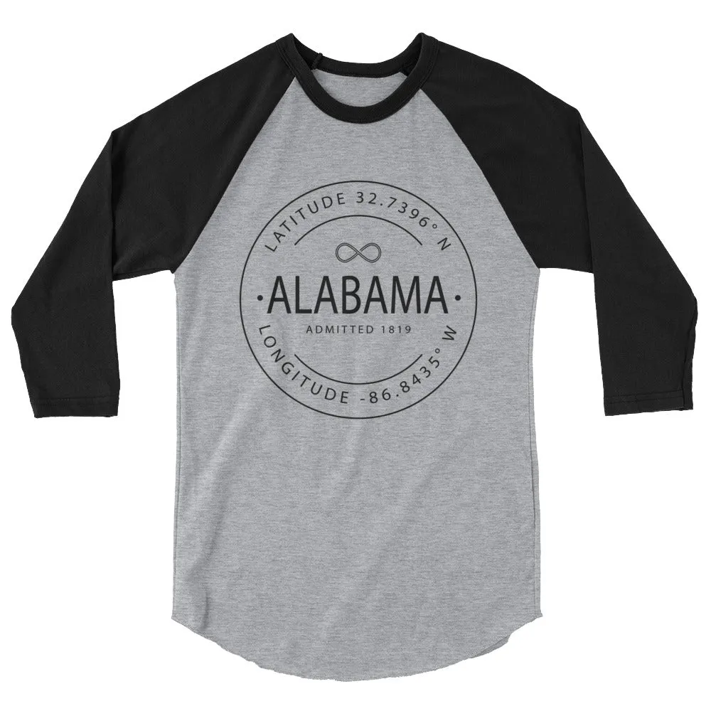 Alabama - 3/4 Sleeve Raglan Shirt - Latitude & Longitude