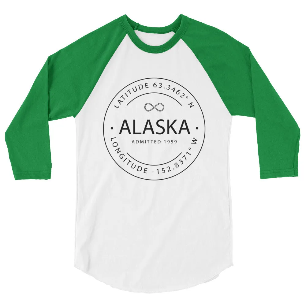 Alaska - 3/4 Sleeve Raglan Shirt - Latitude & Longitude