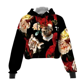 Antique Flowers Cropped Hoodie