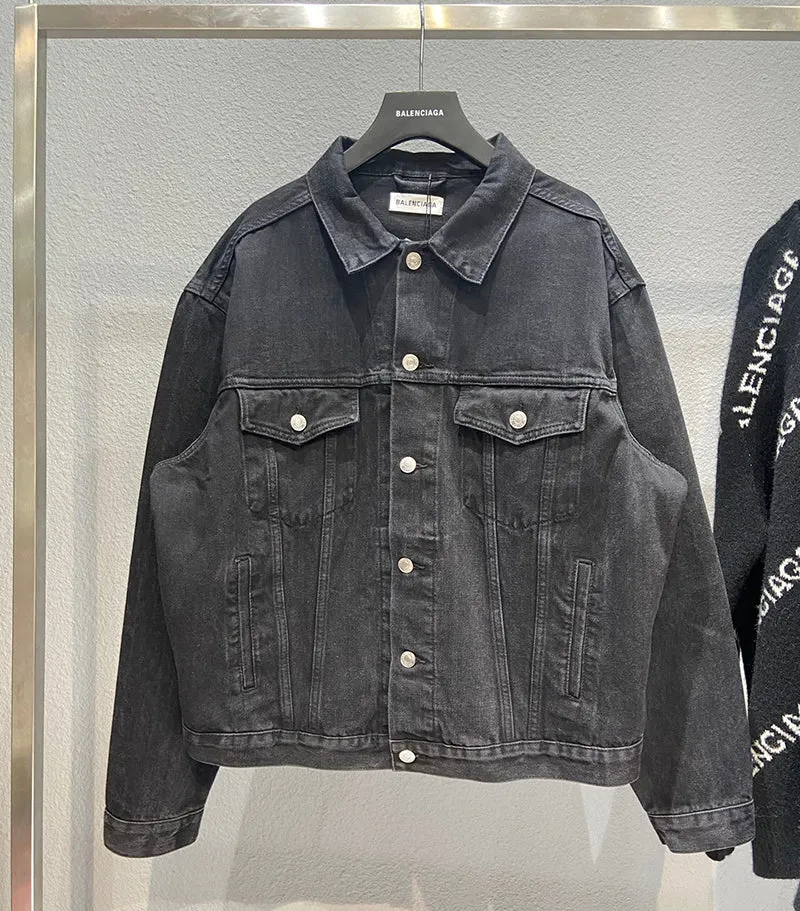 Balenciaga Denim Jacket With Embellished Logo