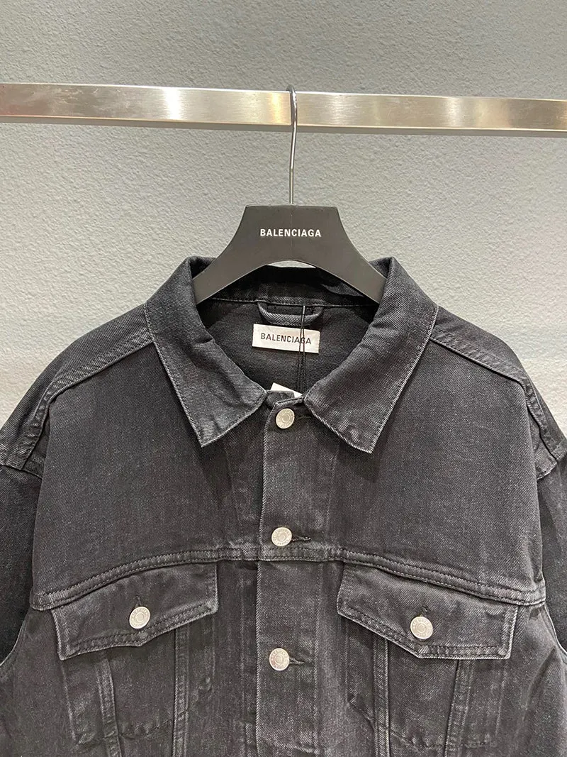 Balenciaga Denim Jacket With Embellished Logo