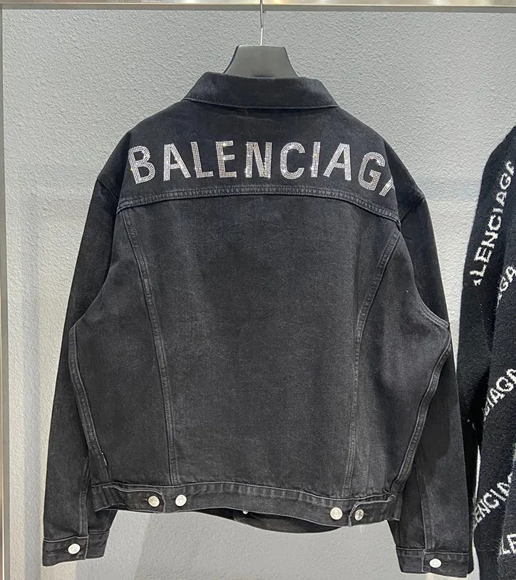 Balenciaga Denim Jacket With Embellished Logo