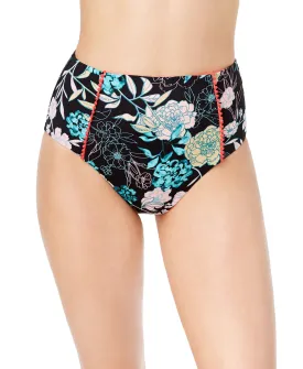 Bar III Women's Floral High-Waist Bikini Bottoms, Black Floral, M