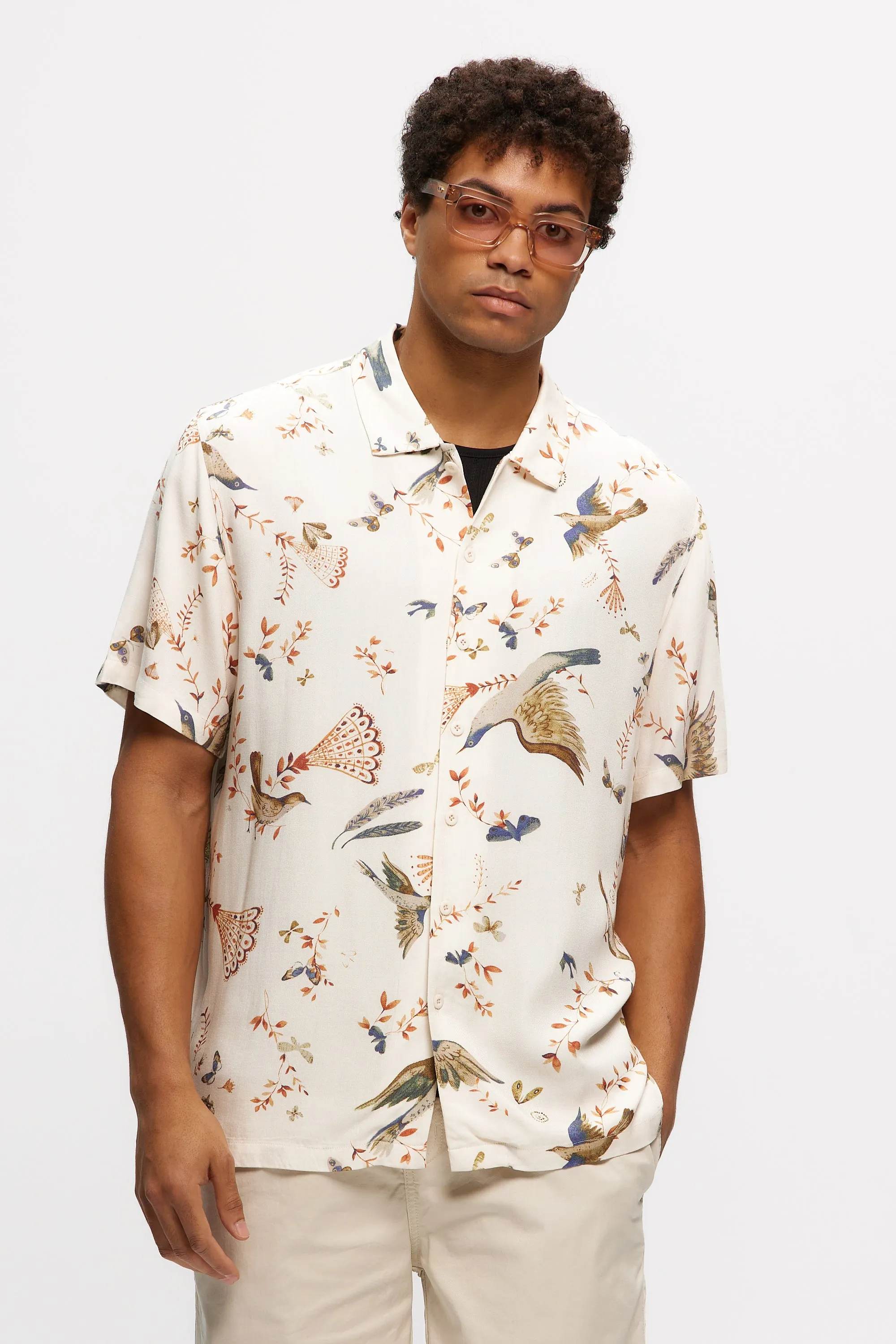 BEACH SHIRT 2.0 IN BIRDS PRINT