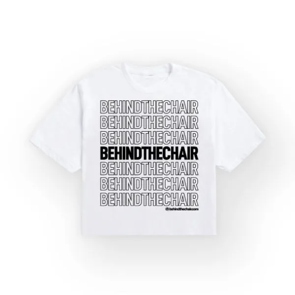 Behindthechair Repeating Logo Cropped T-Shirt