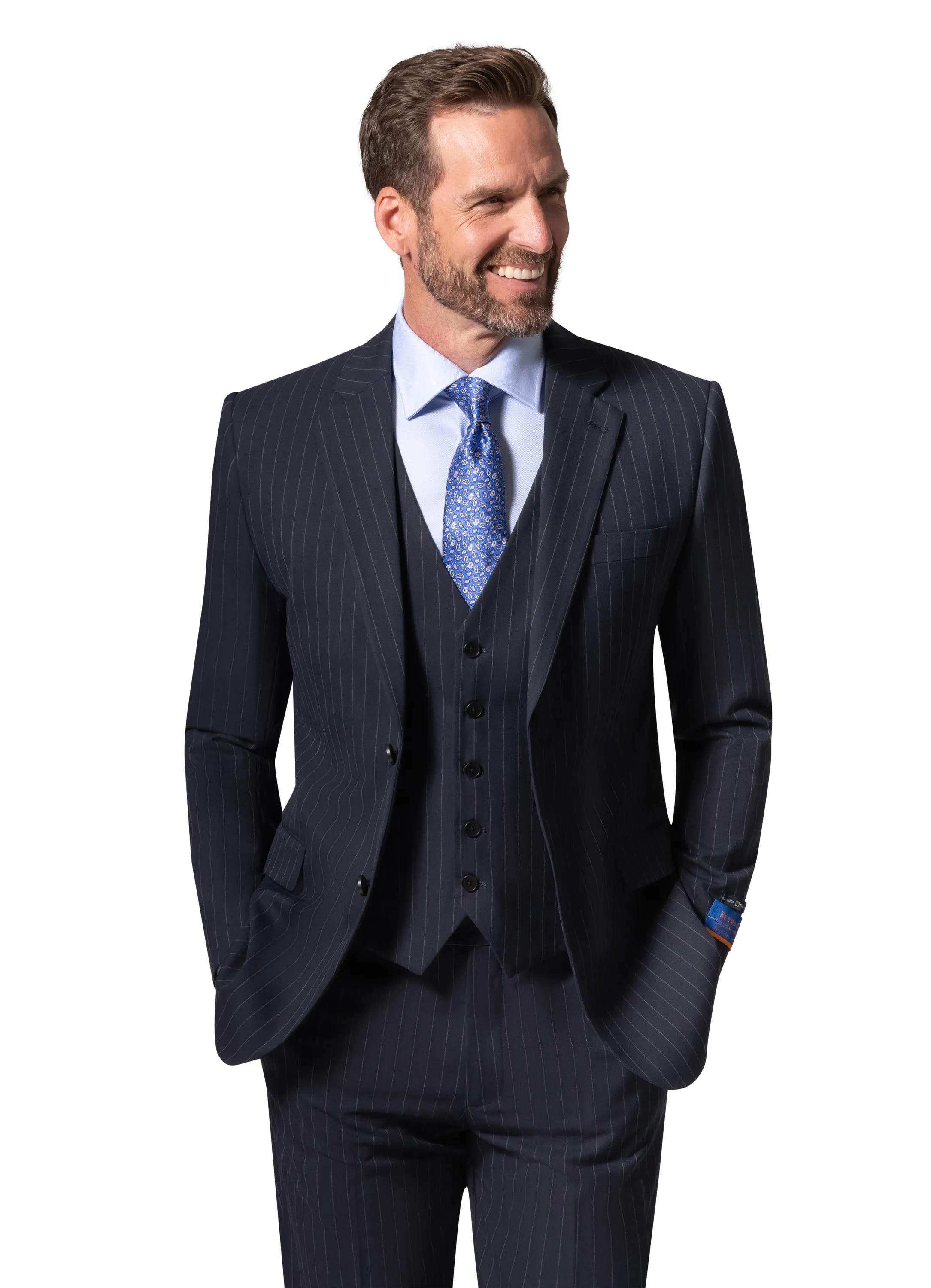 Berragamo BP04K-E32 3PC Slim Suit - Navy