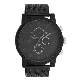 Black OOZOO watch with black metal mesh bracelet - C11214