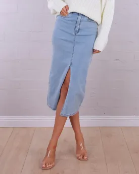 Blancca Stretch Denim Midi Skirt