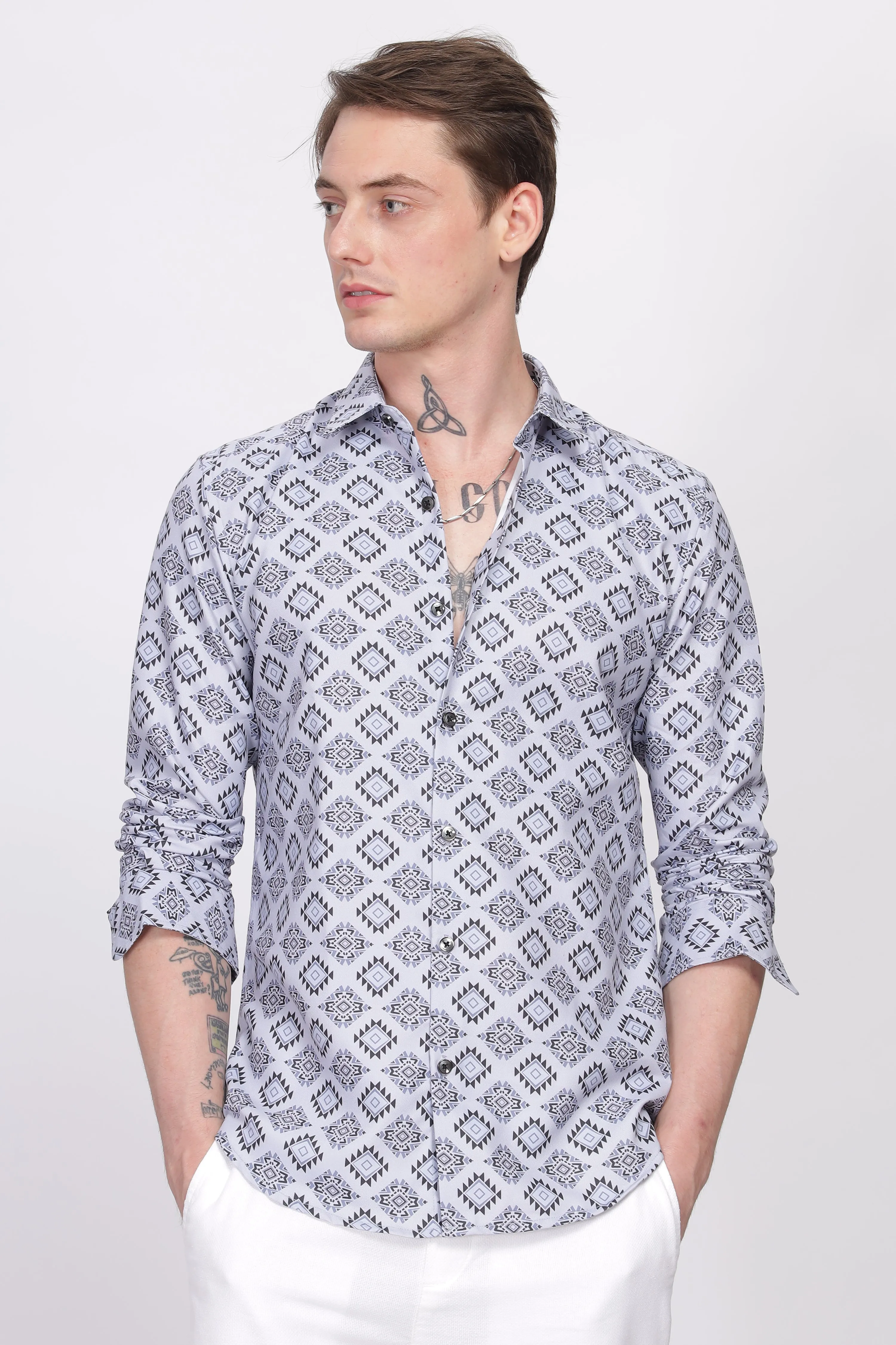 Bloom Diamond Grey Printed Shirt