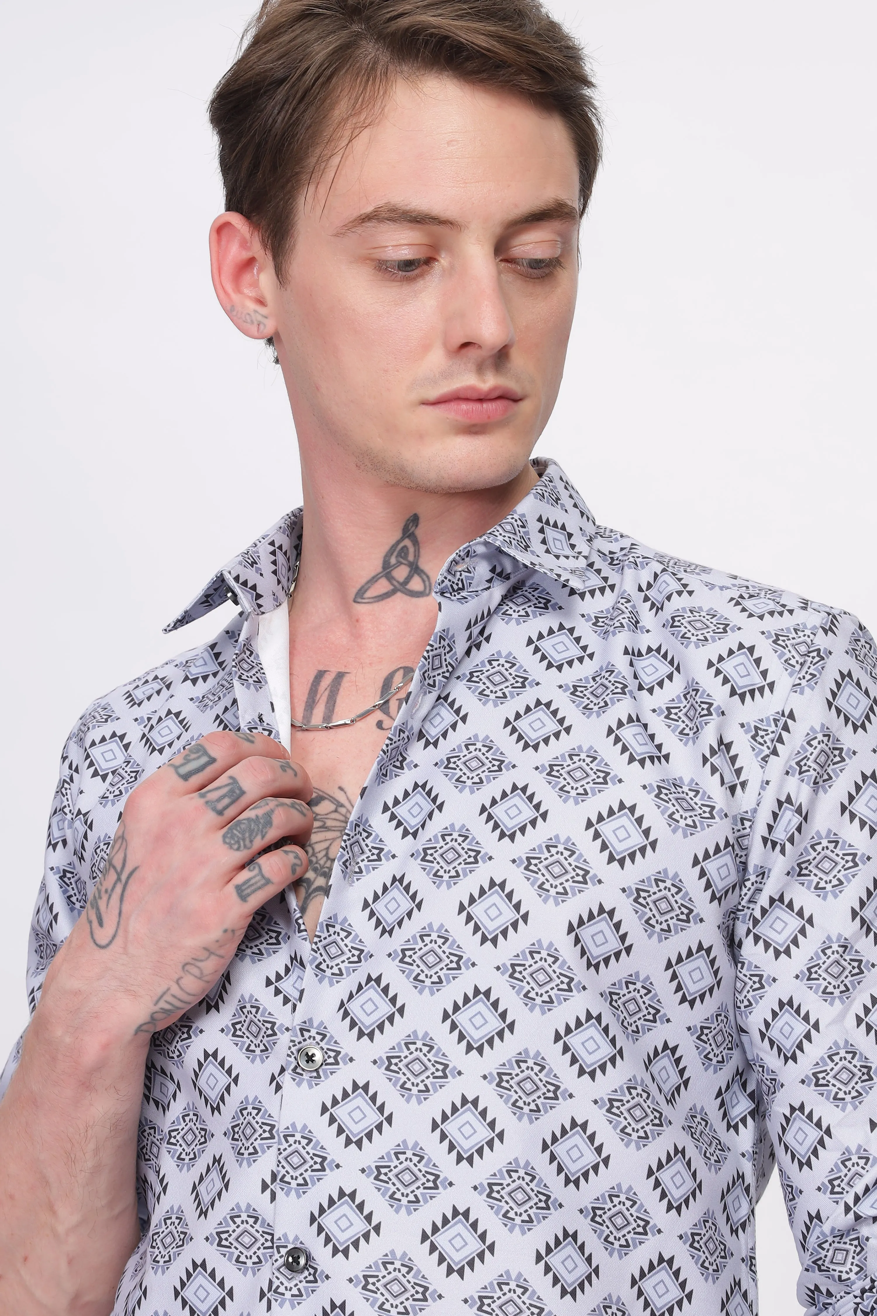 Bloom Diamond Grey Printed Shirt