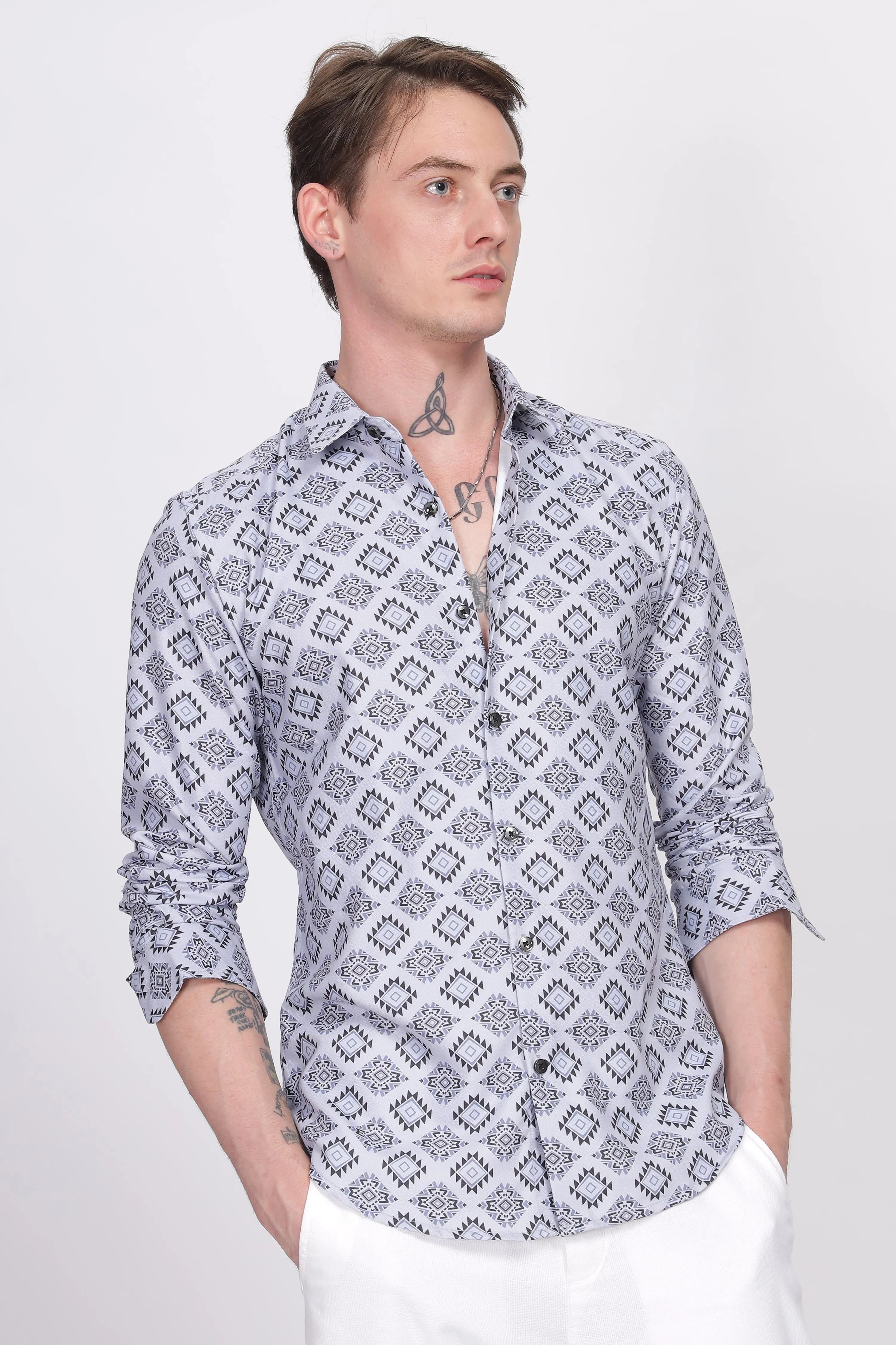 Bloom Diamond Grey Printed Shirt