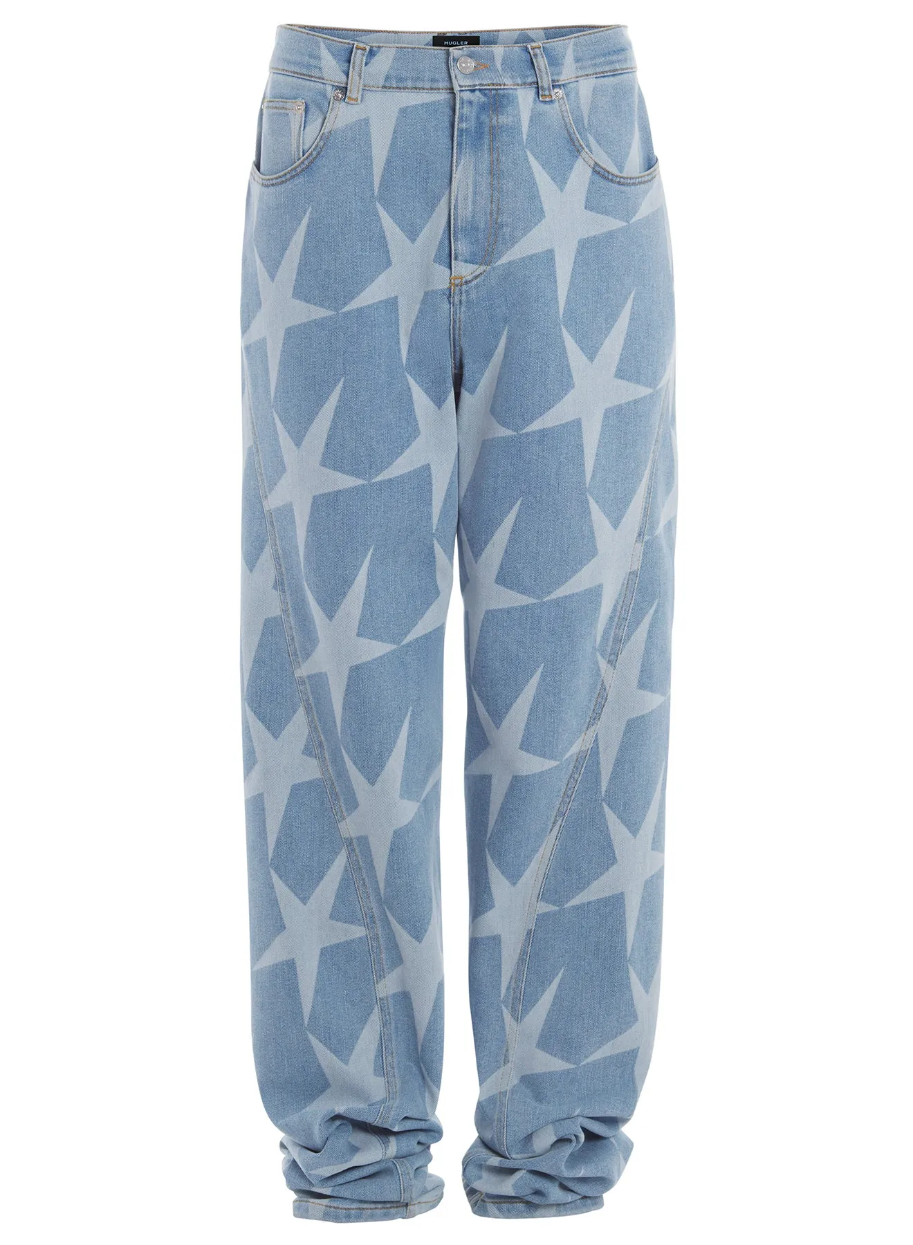 blue star printed denim jeans