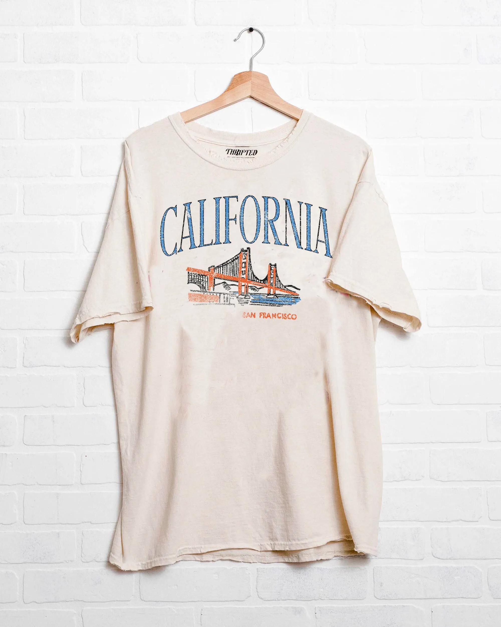 California San Fran Off White Thrifted Tee