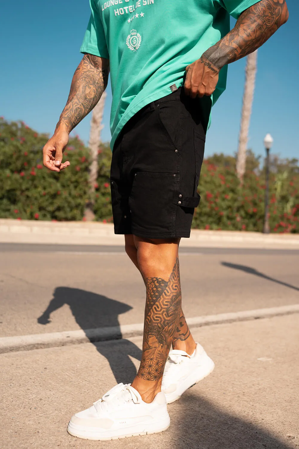 Carpenter Denim Shorts - Black