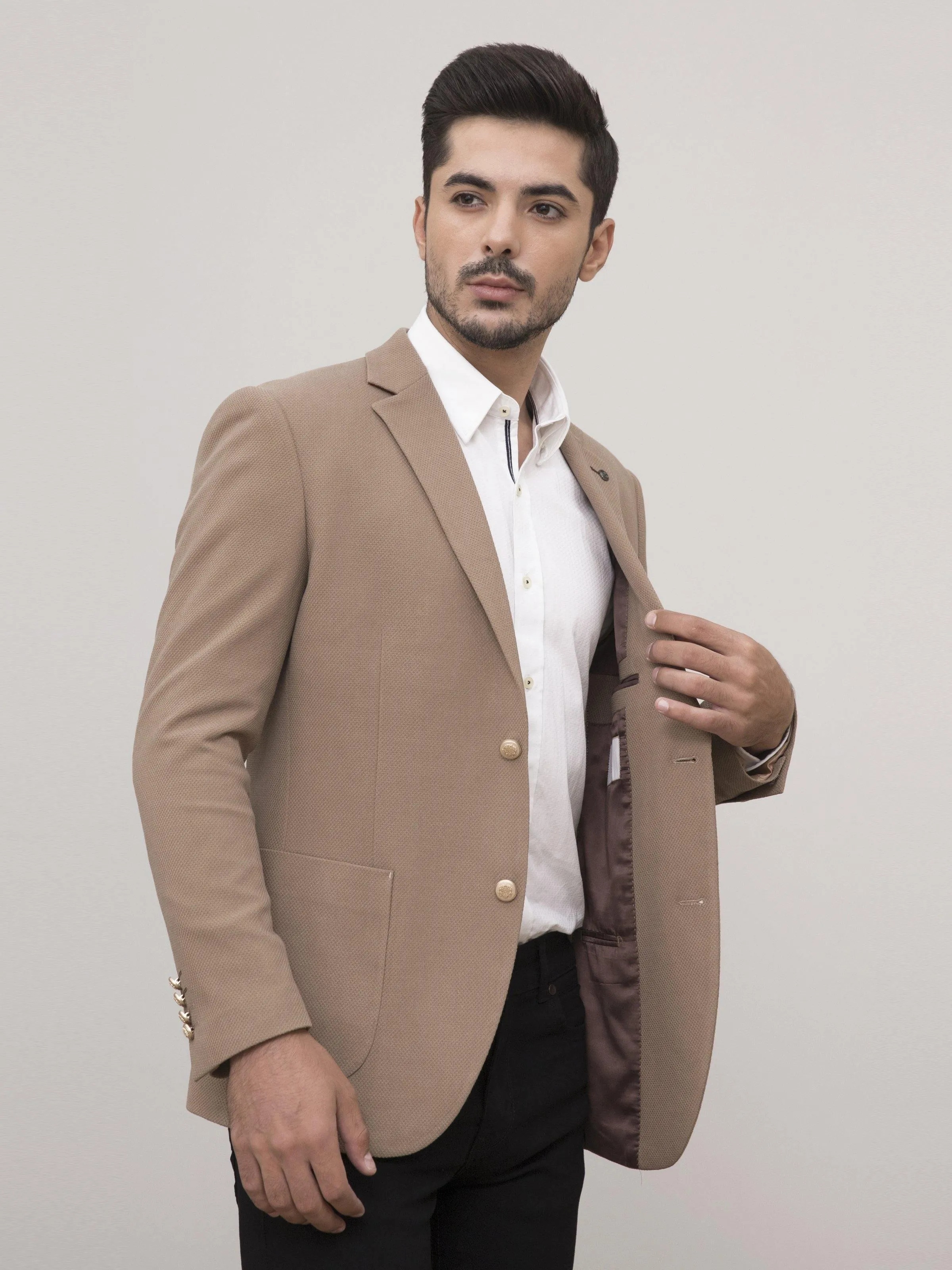 CASUAL COAT SLIM FIT LIGHT BROWN