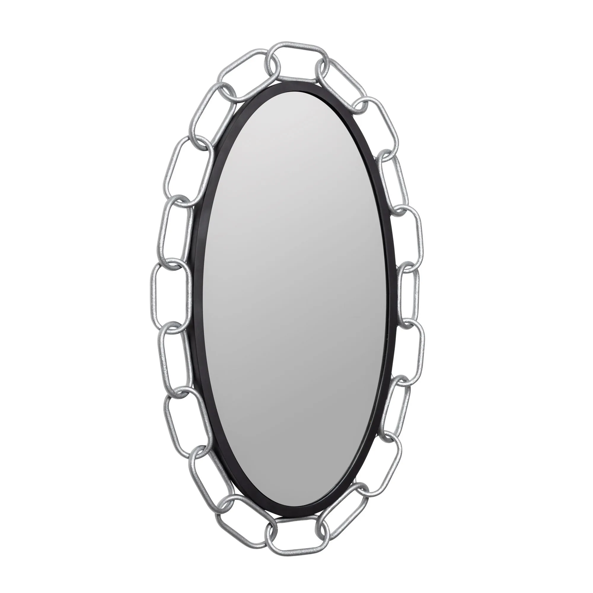 Chains of Love 444MI24MBTS 24-Inch Oval Mirror - Matte Black/Textured Silver