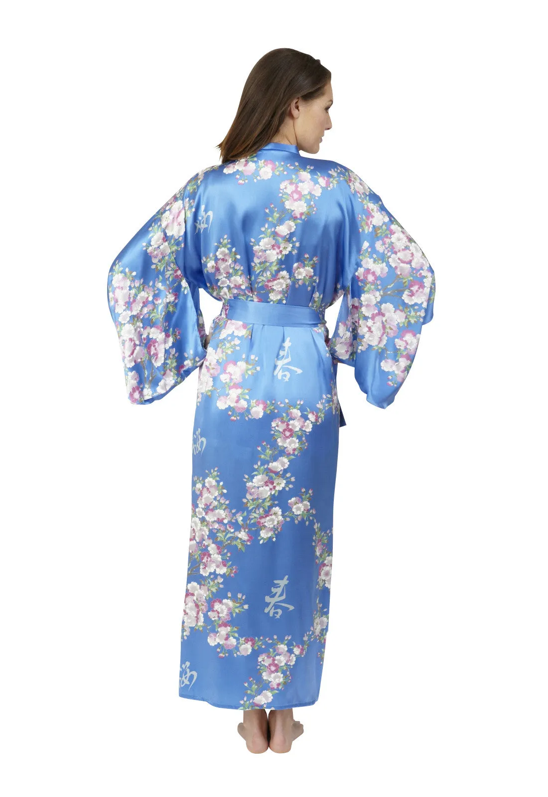 Cherry Blossom In Spring Long Satin Kimono