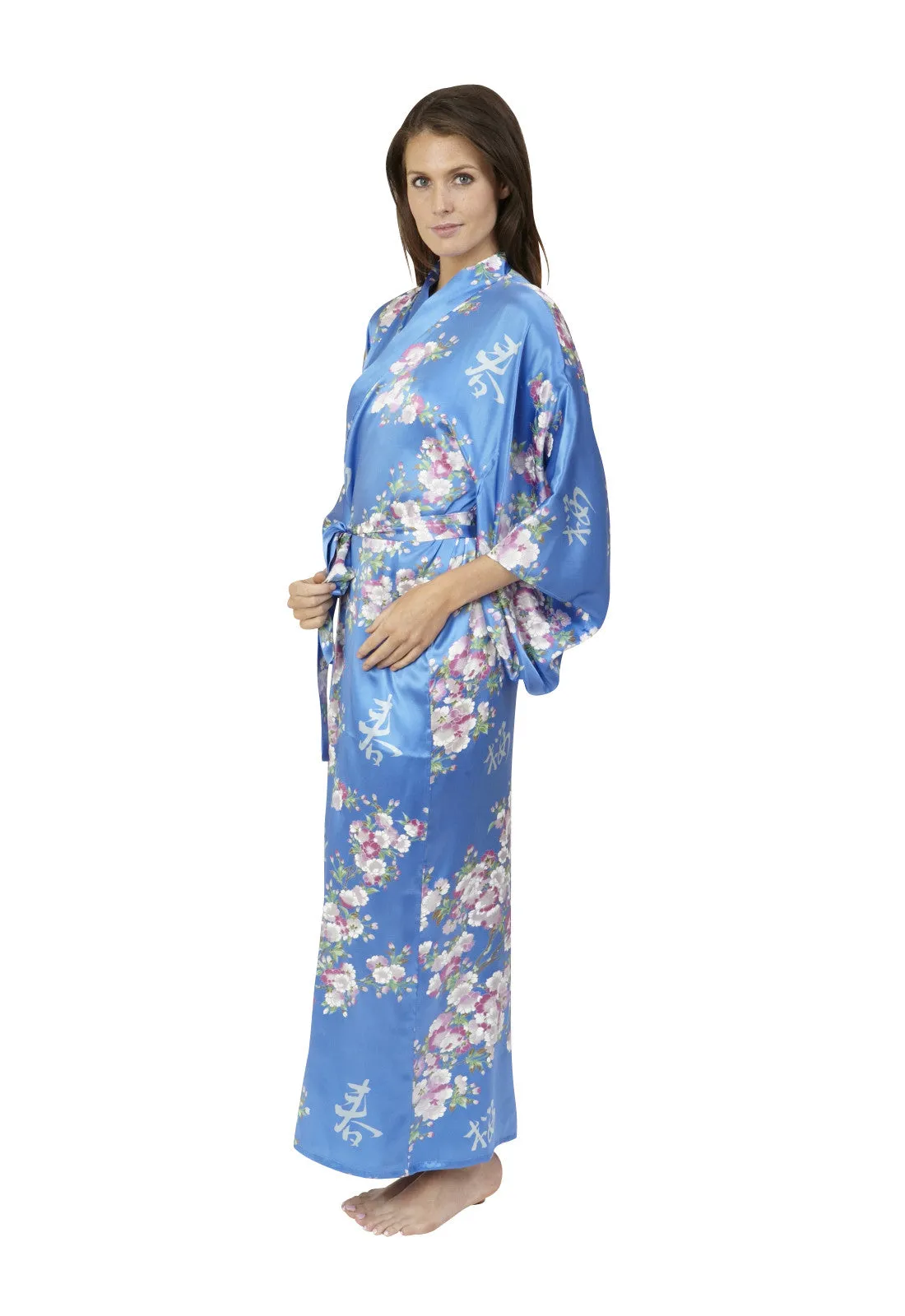 Cherry Blossom In Spring Long Satin Kimono