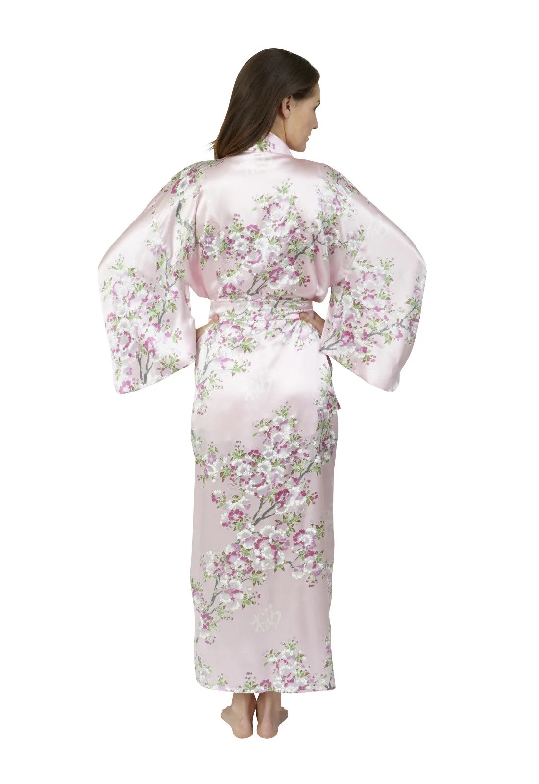 Cherry Blossom In Spring Long Satin Kimono