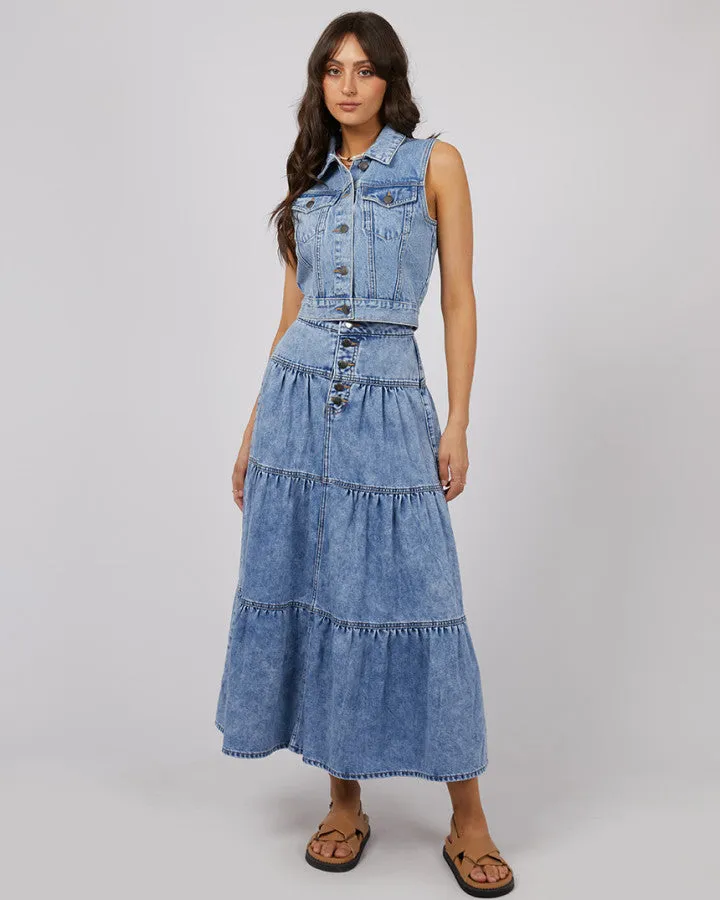 Coco Denim Maxi Skirt (Light Blue)