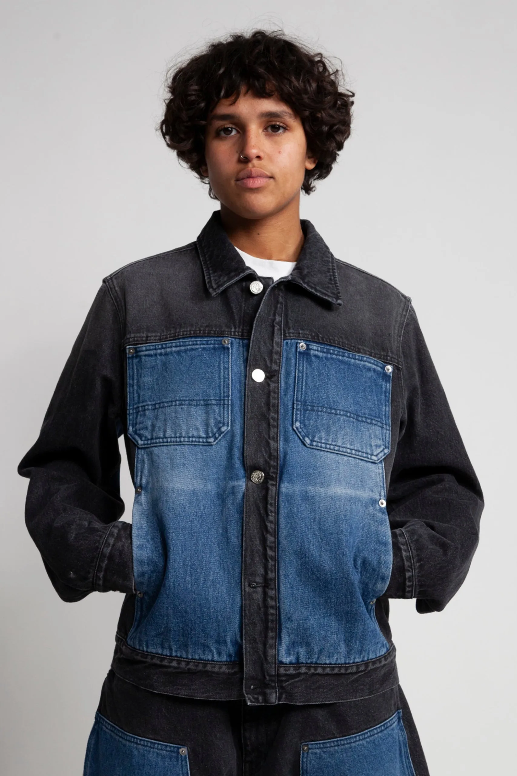 Colourblocked Denim Work Jacket