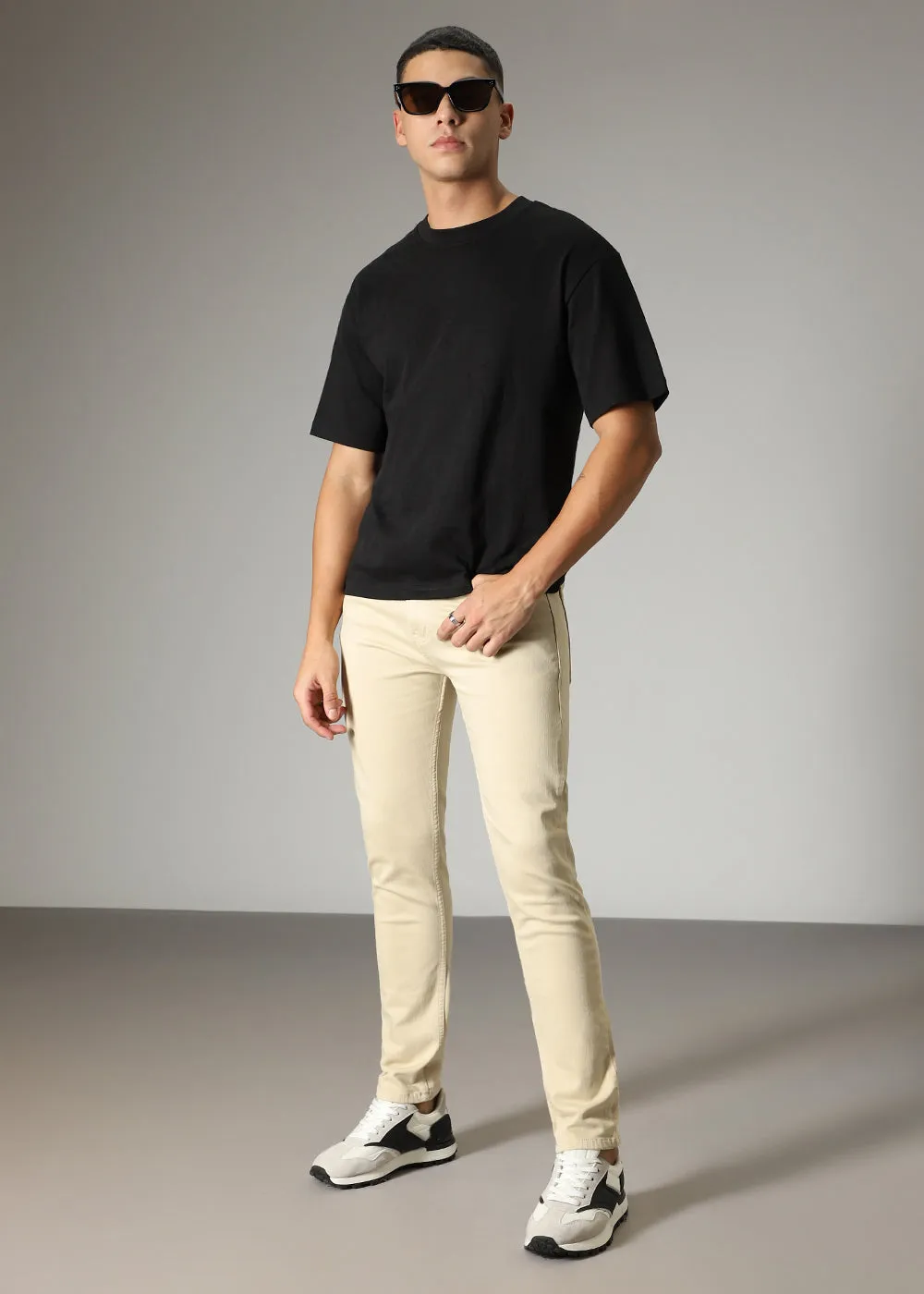 Cream Ankle Slim Fit Denim