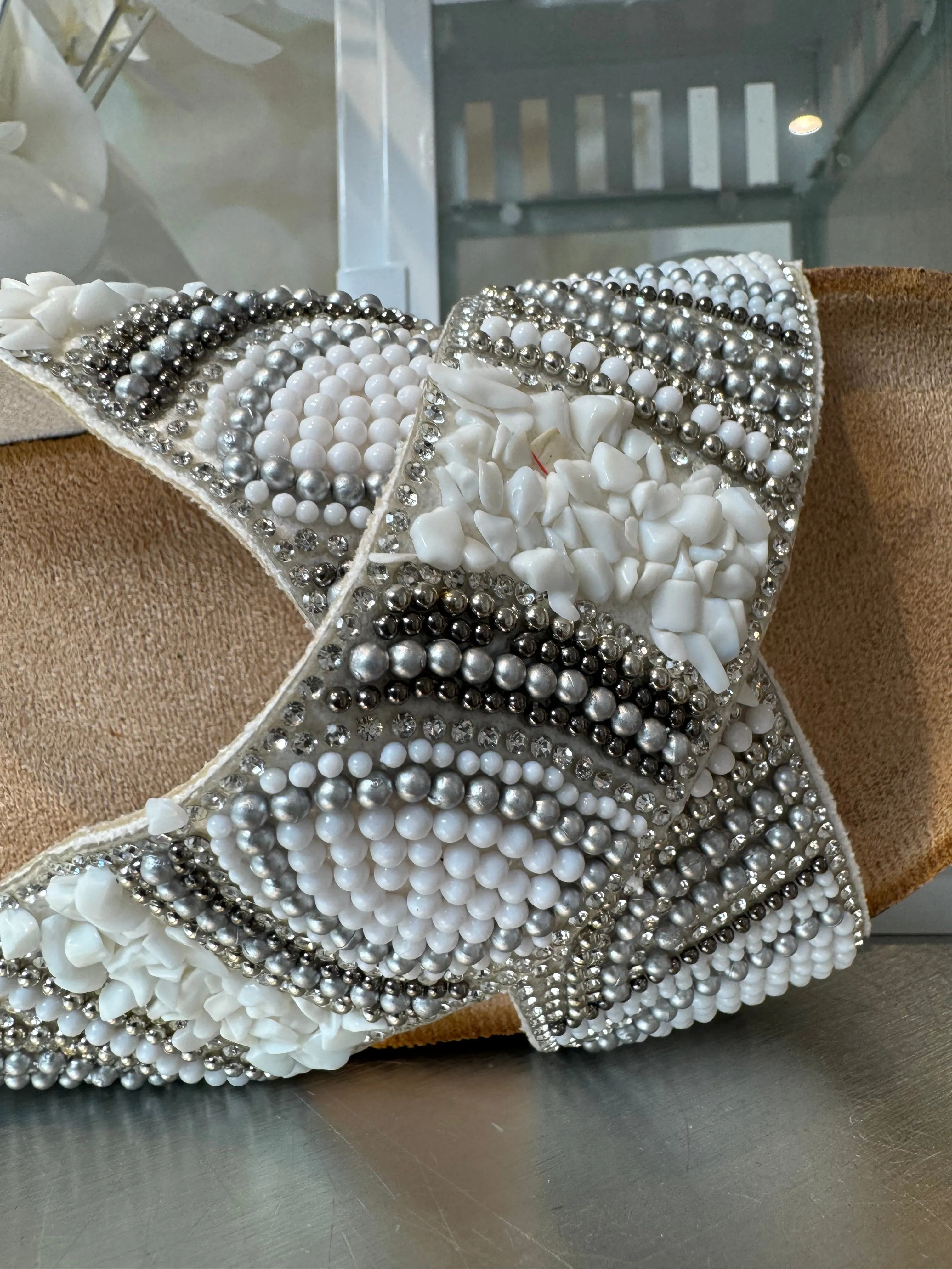 Cross Over Wedge Embellished Slider