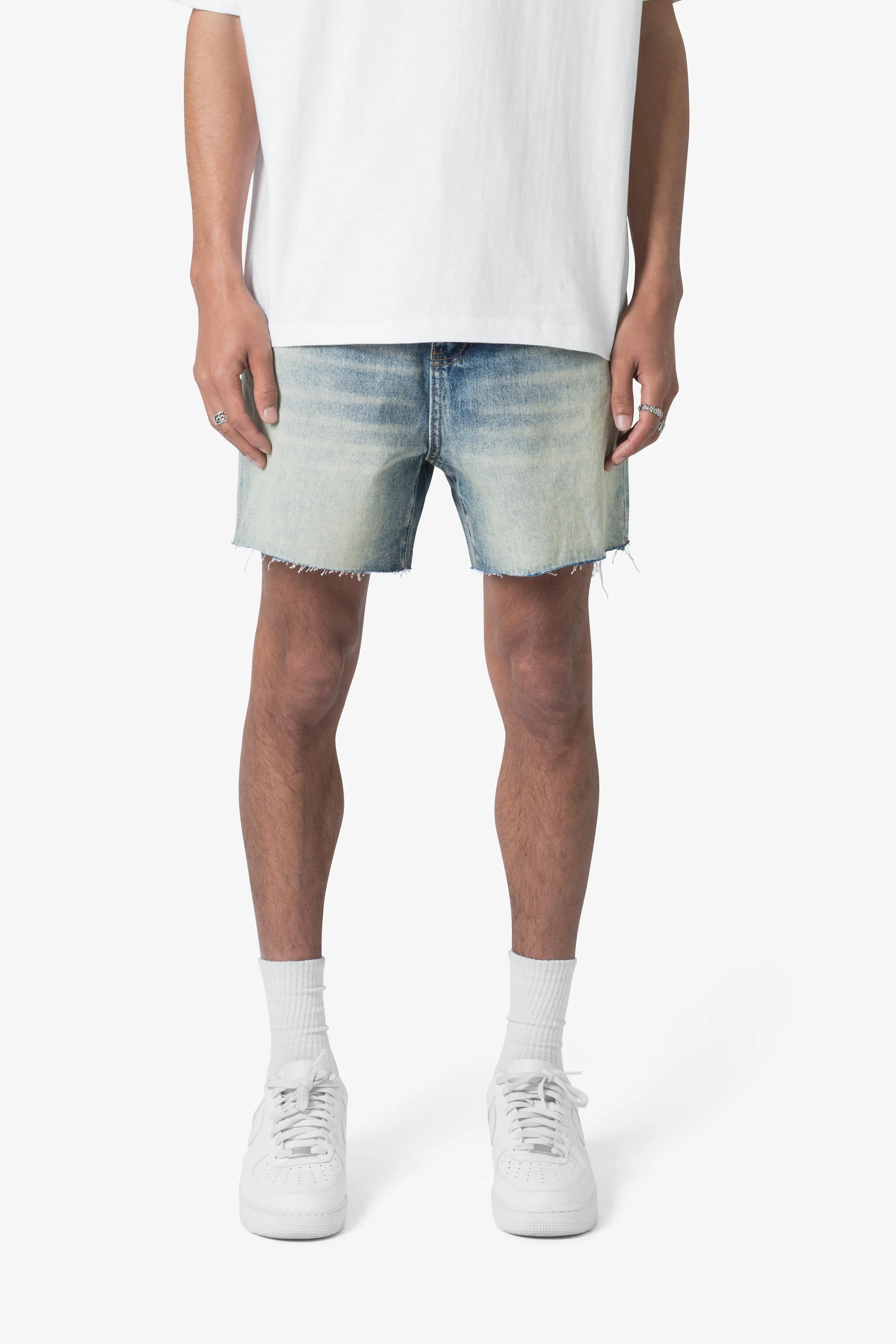 Cut Off Denim Shorts - Blue