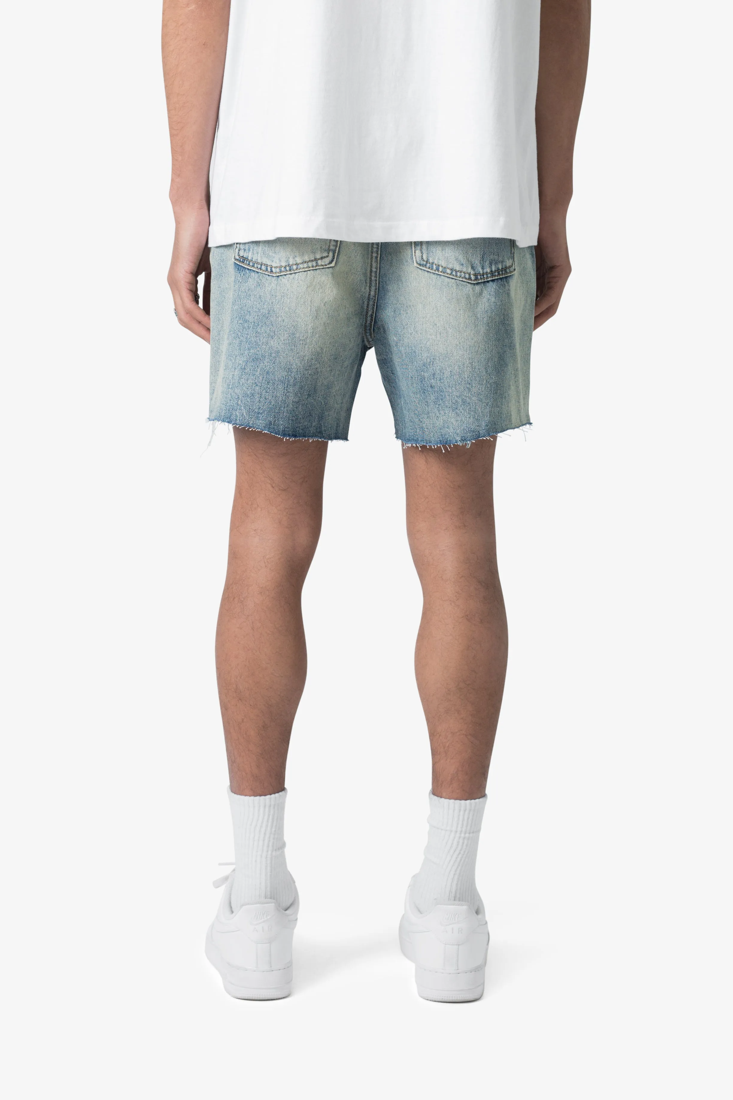 Cut Off Denim Shorts - Blue