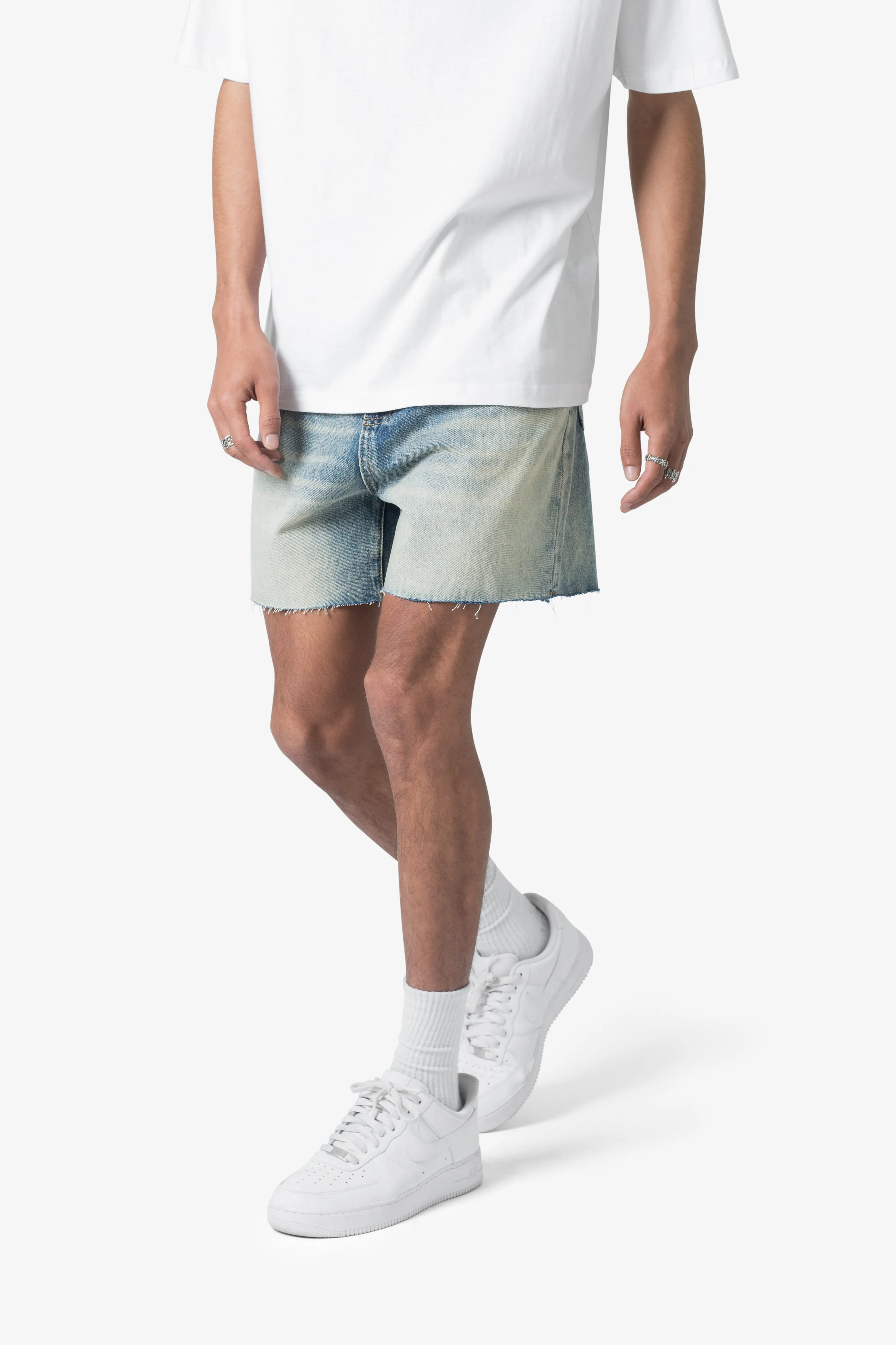 Cut Off Denim Shorts - Blue