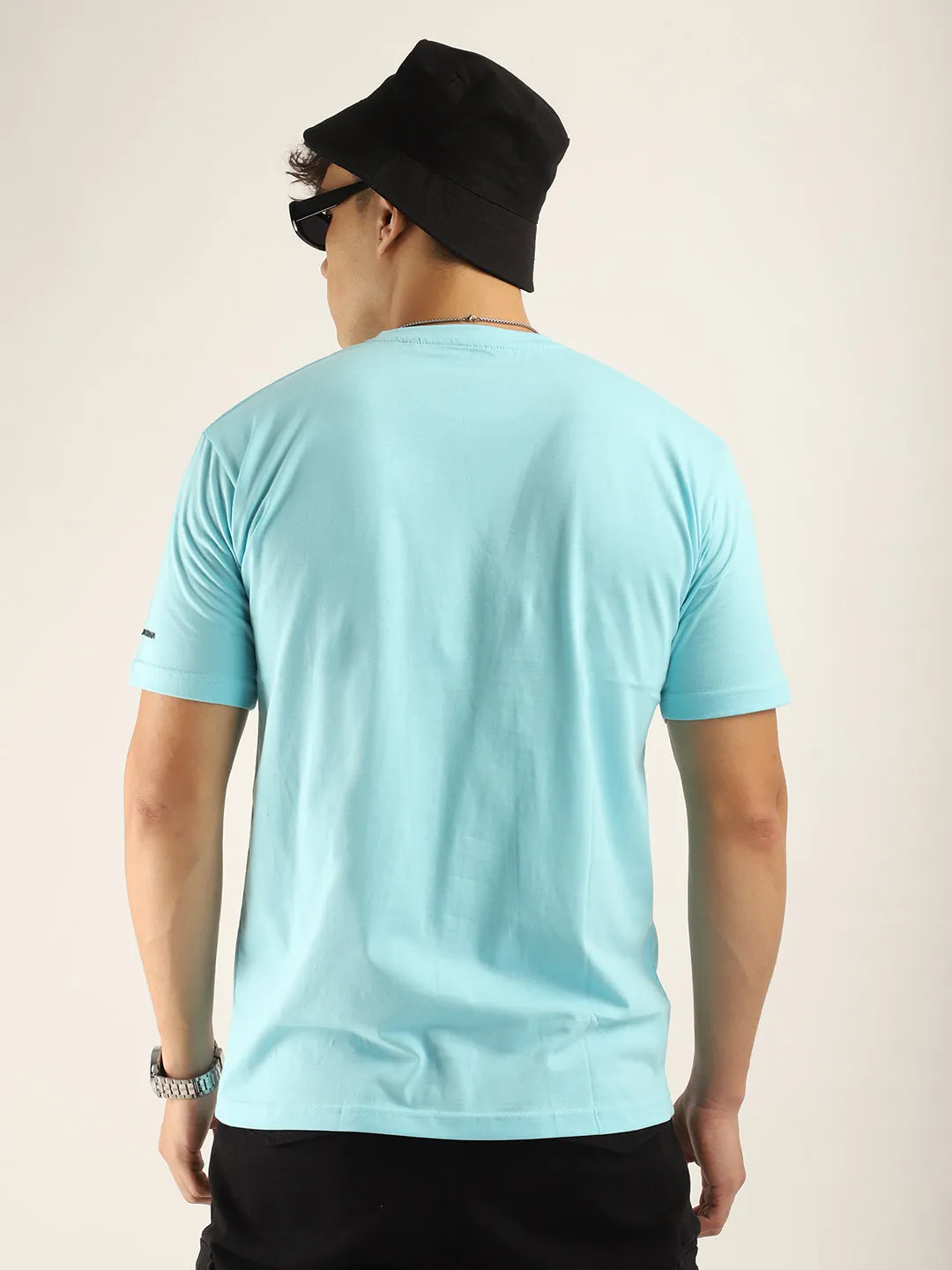 Cyan Cotton Slim Fit T-Shirt