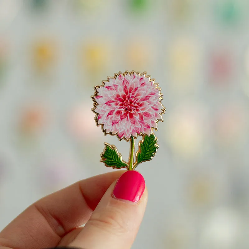 Dahlia (Pink) Floral Enamel Pin