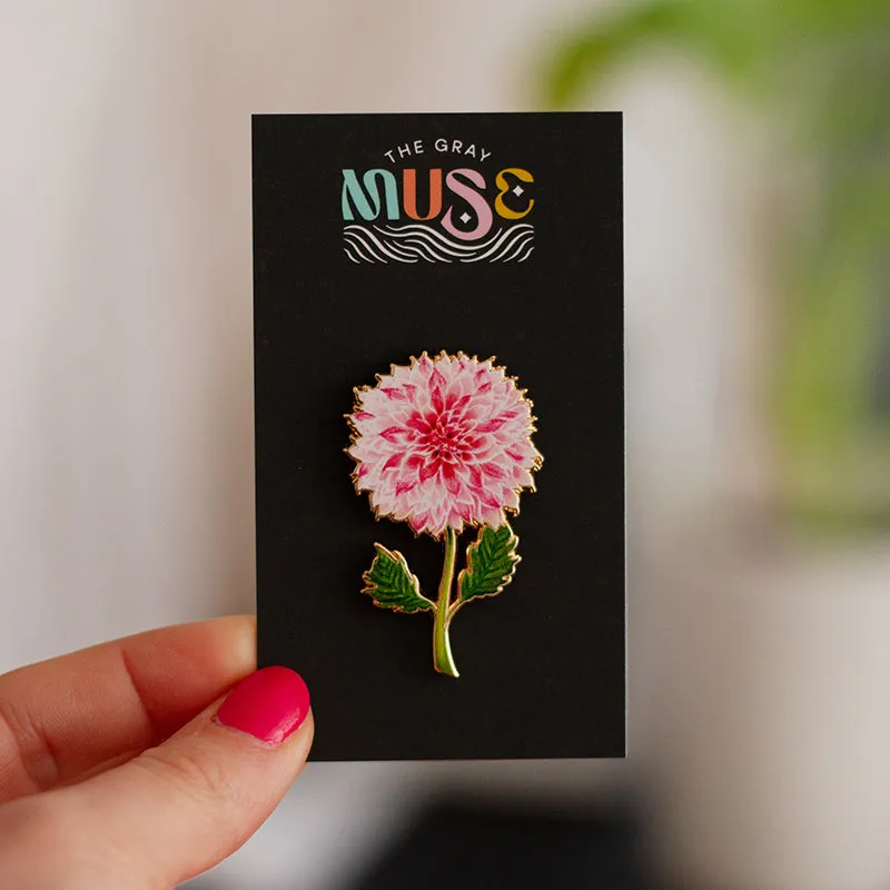 Dahlia (Pink) Floral Enamel Pin