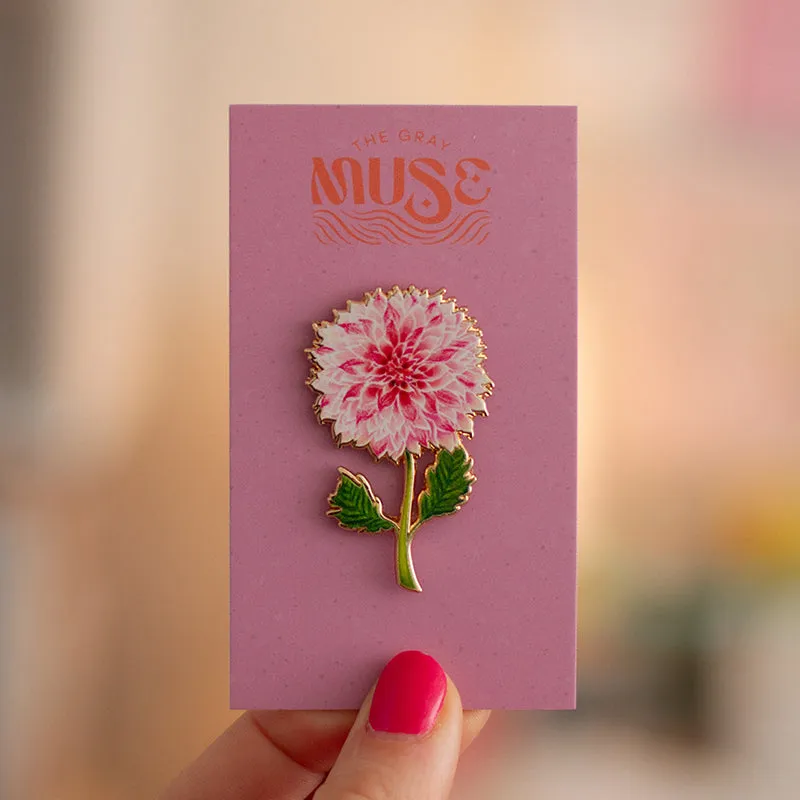 Dahlia (Pink) Floral Enamel Pin