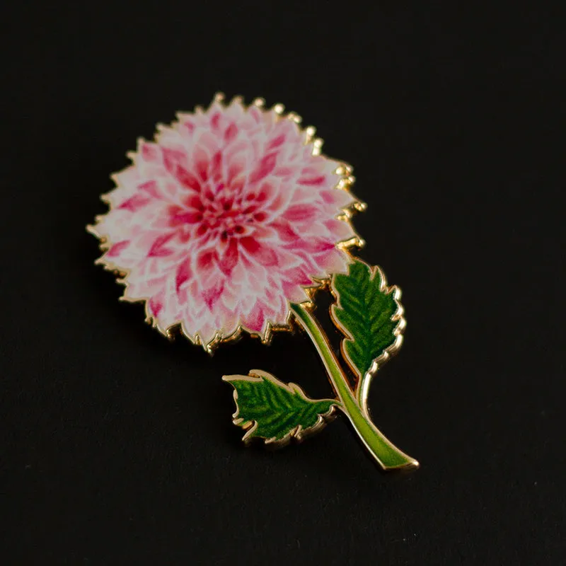 Dahlia (Pink) Floral Enamel Pin