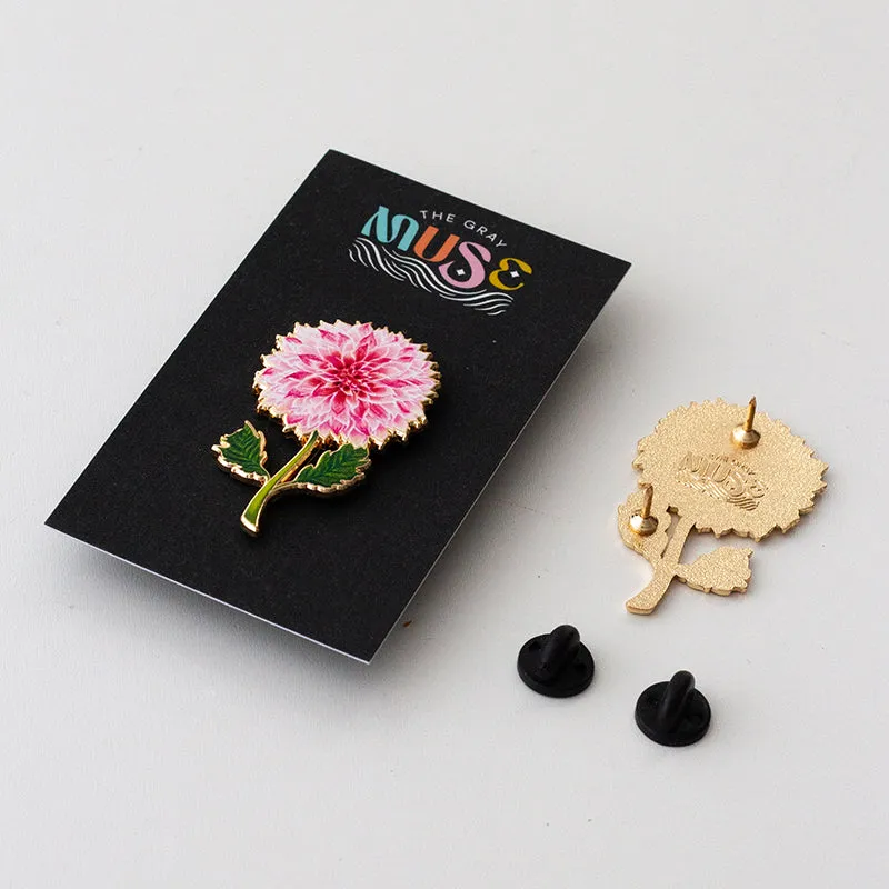 Dahlia (Pink) Floral Enamel Pin