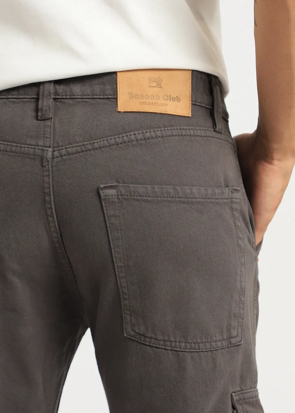 Dark Gray Double Pocket Cargo Denim