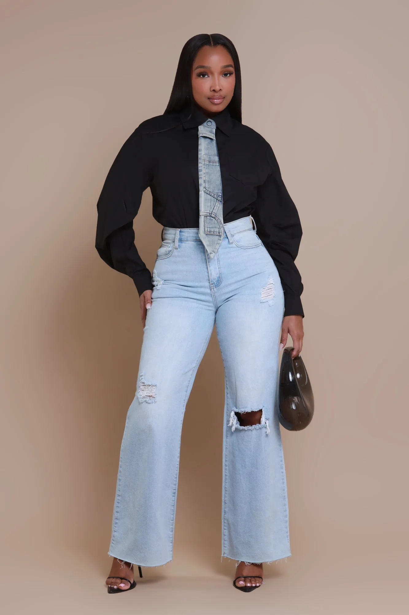 Day To Night Oversized Blouse - Black