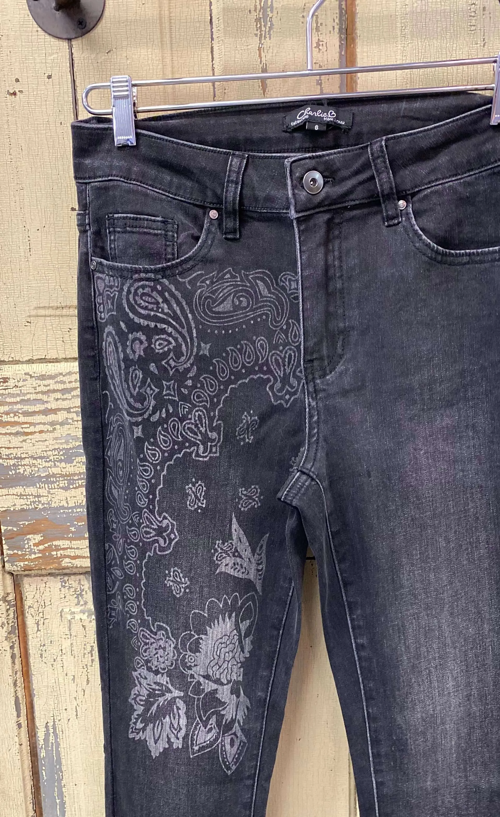 Embroidery Charcoal Denim