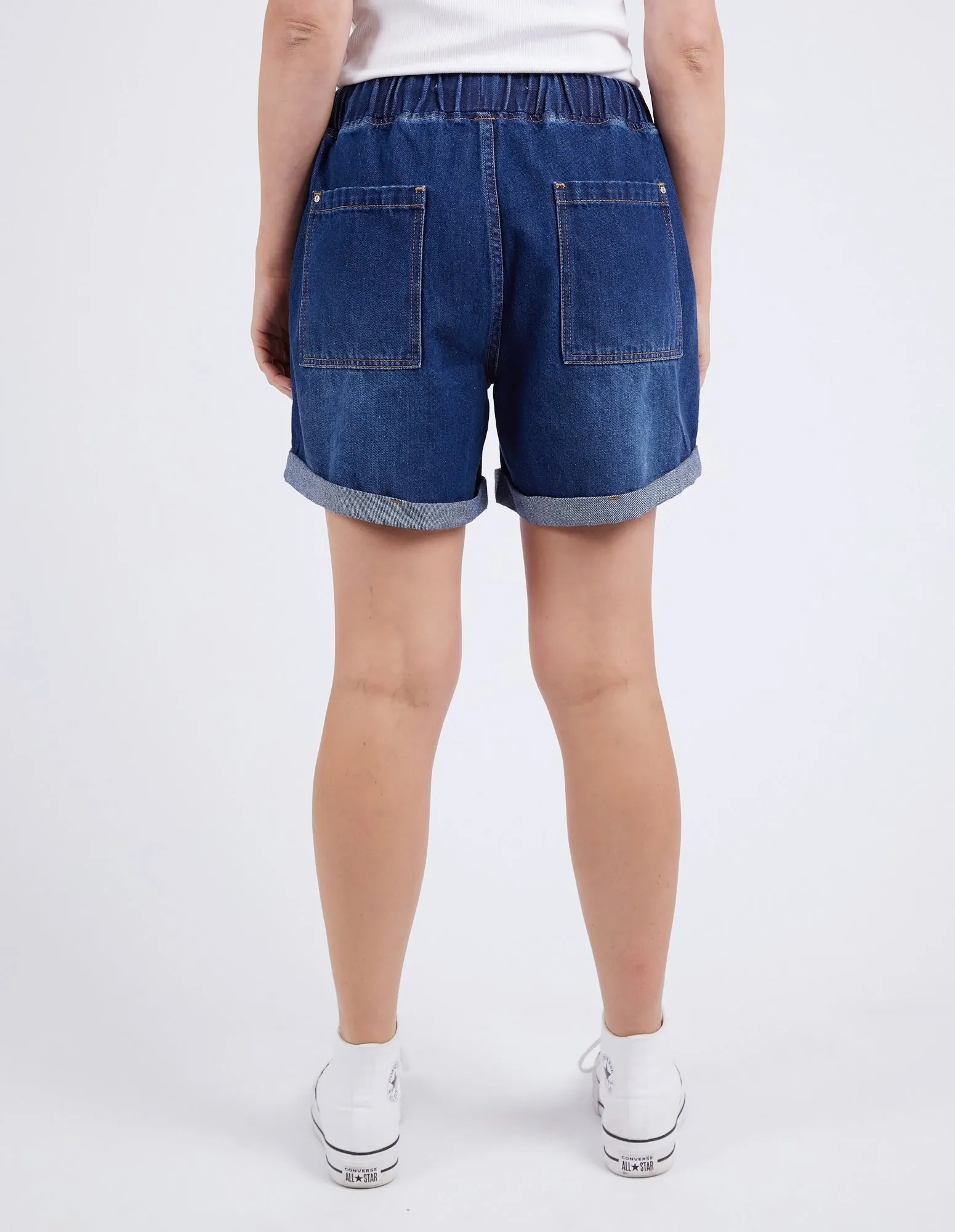 Emma Relaxed Denim Short Dark Blue Wash