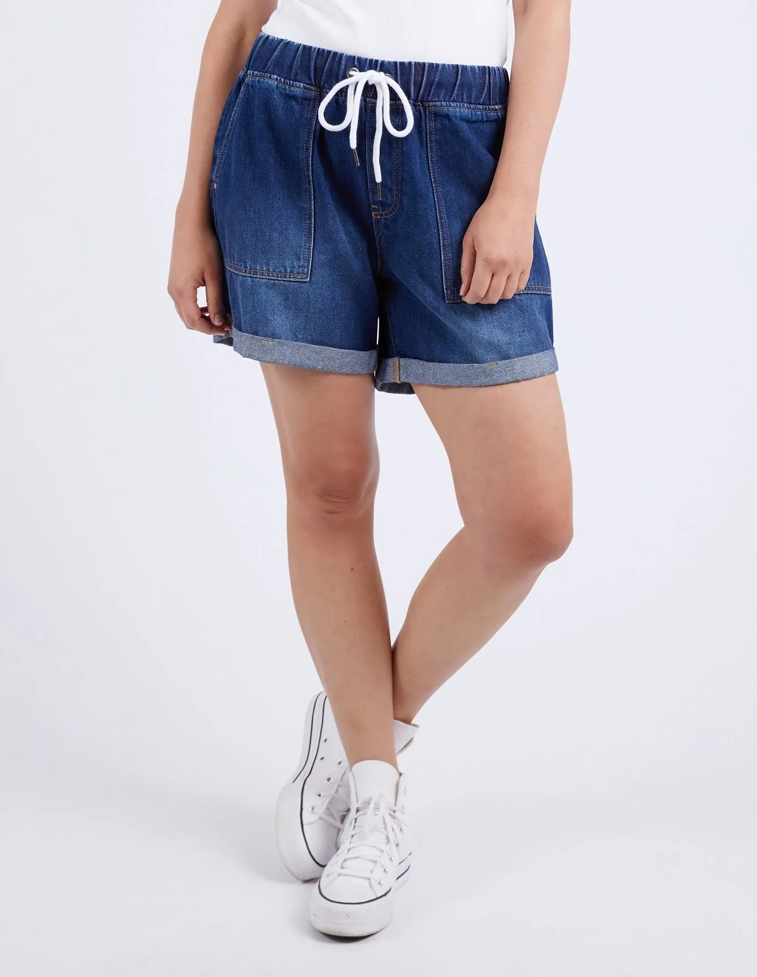 Emma Relaxed Denim Short Dark Blue Wash