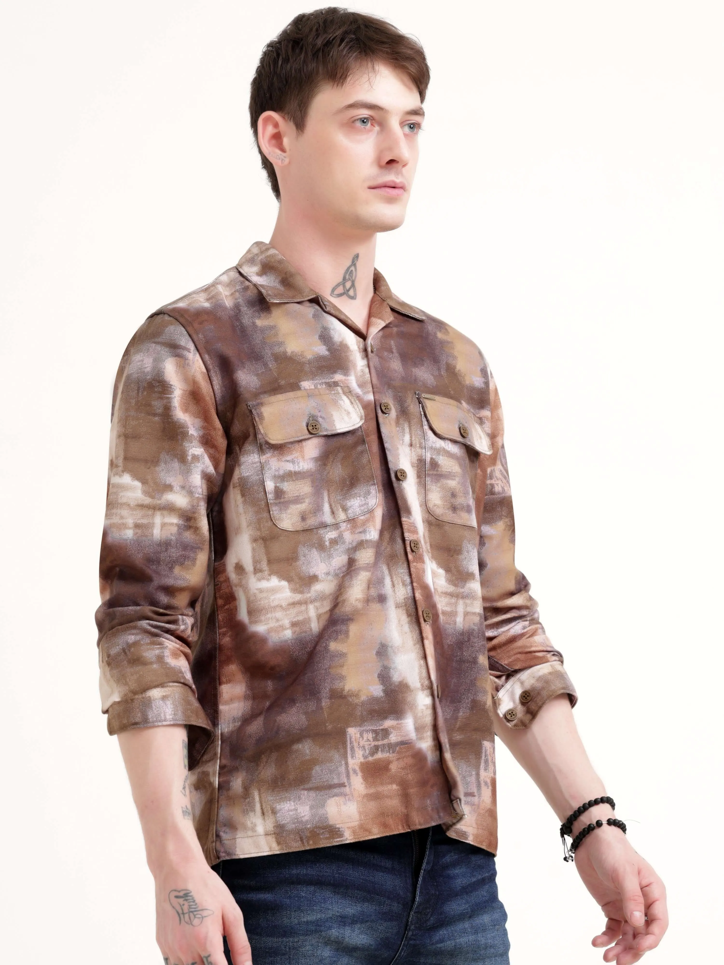 Enigmatic vibrance brown overshirt