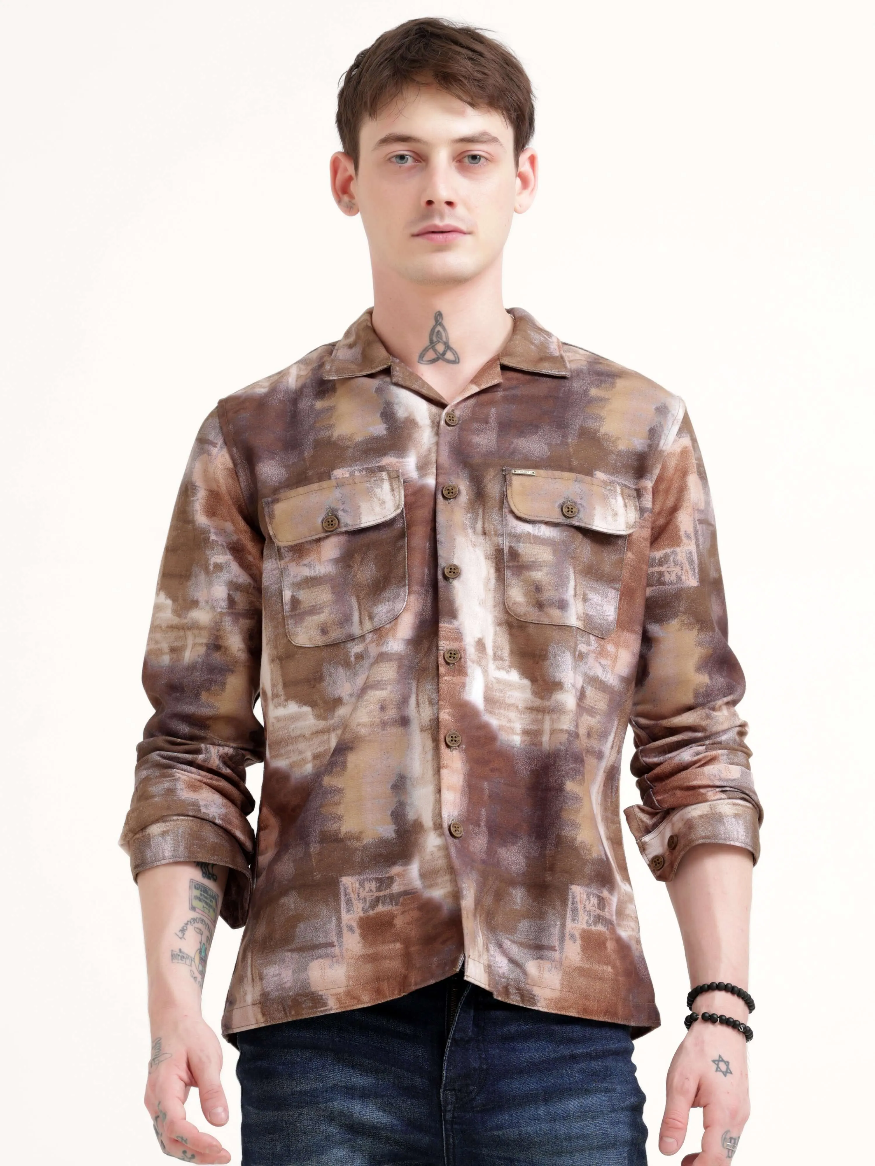 Enigmatic vibrance brown overshirt