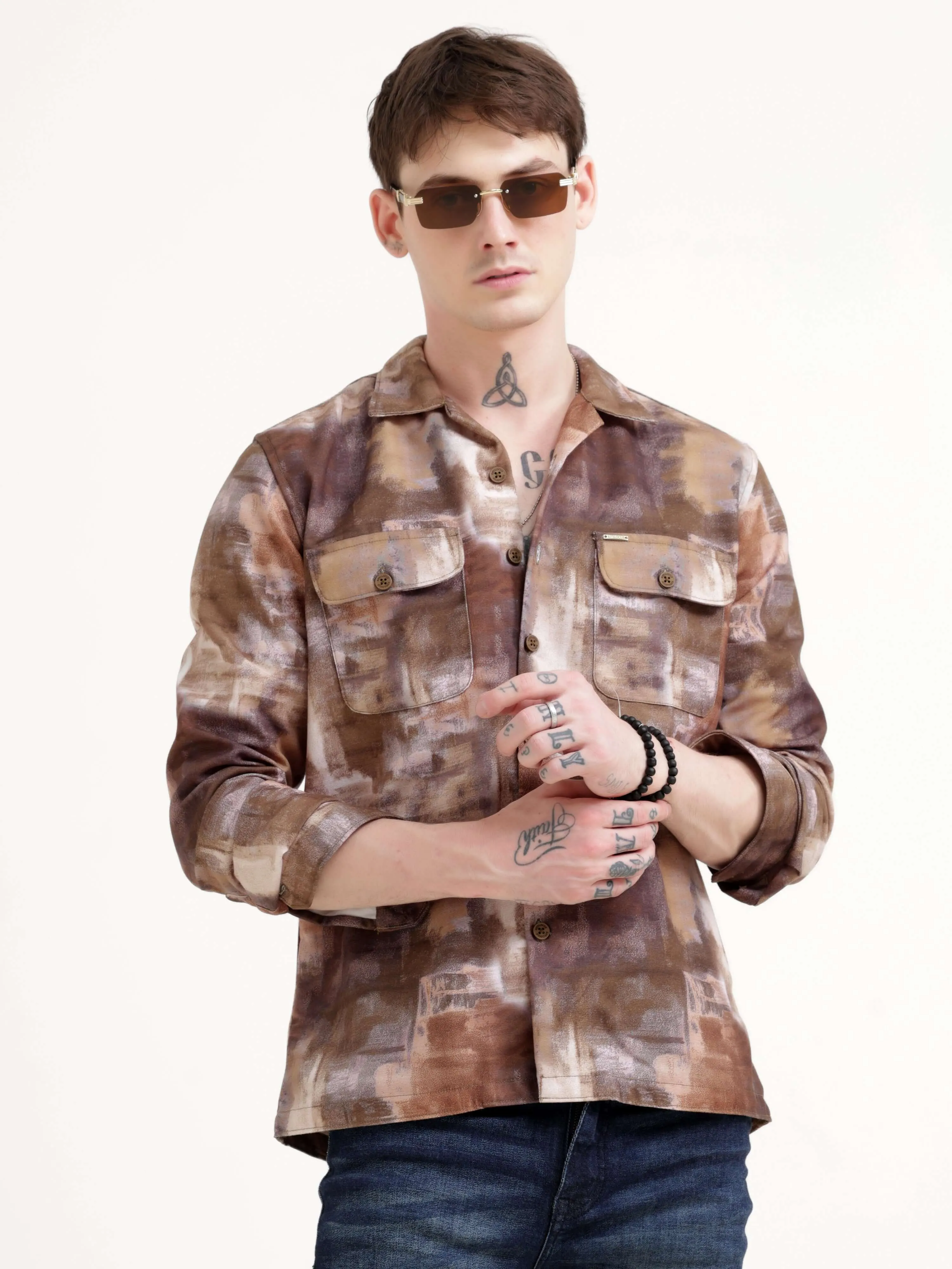 Enigmatic vibrance brown overshirt