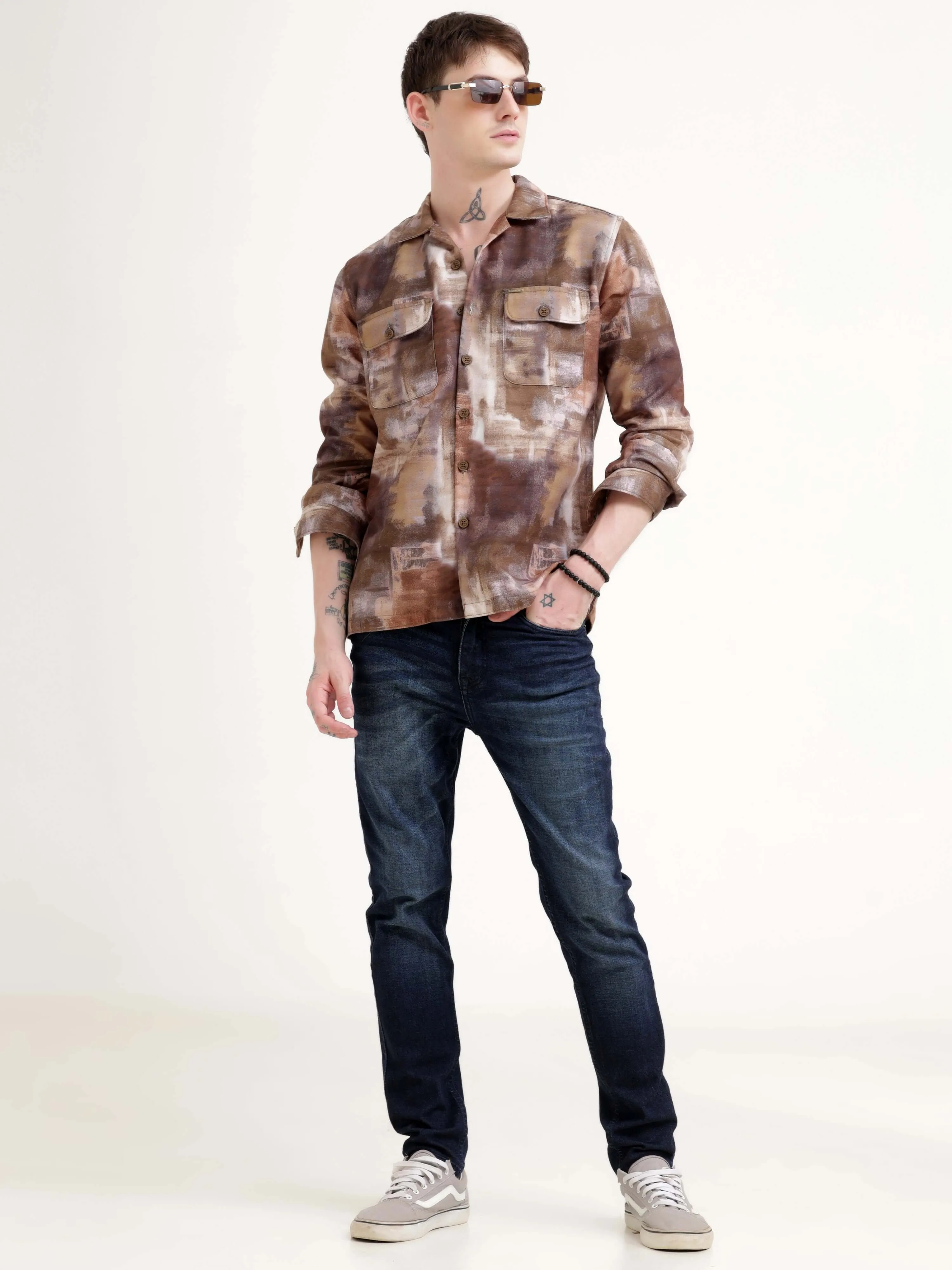 Enigmatic vibrance brown overshirt